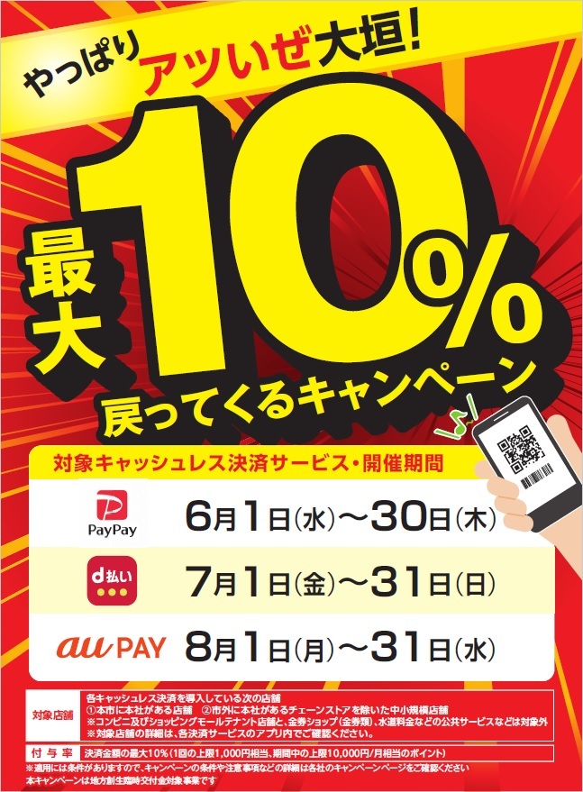 「やっぱりアツいぜ大垣！最大10％戻ってくるキャンペーン」スタート